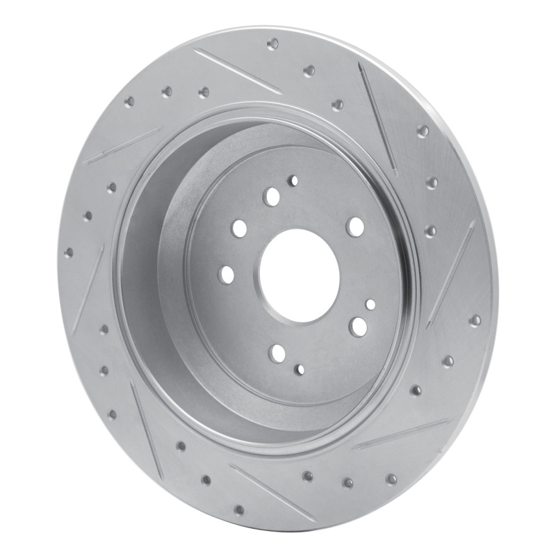 Acura MDX Brake Rotor (1) - Rear Left - R1 Concepts - Drilled & Slotted - Silver - `14-`16